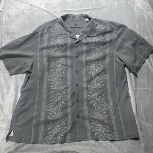 Tommy Bahama Shirt Mens XXL 2XL Button Up 100% Silk Jacquard Floral